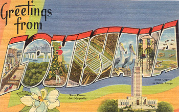 Featured is a Louisiana big-letter postcard image from the 1940s obtained from the Teich Archives (private collection).